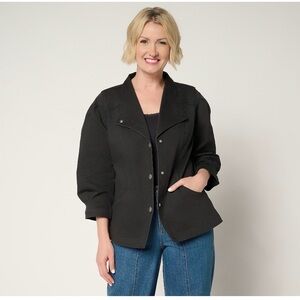 LOGO by Lori Goldstein Women's Black Jean Jacket